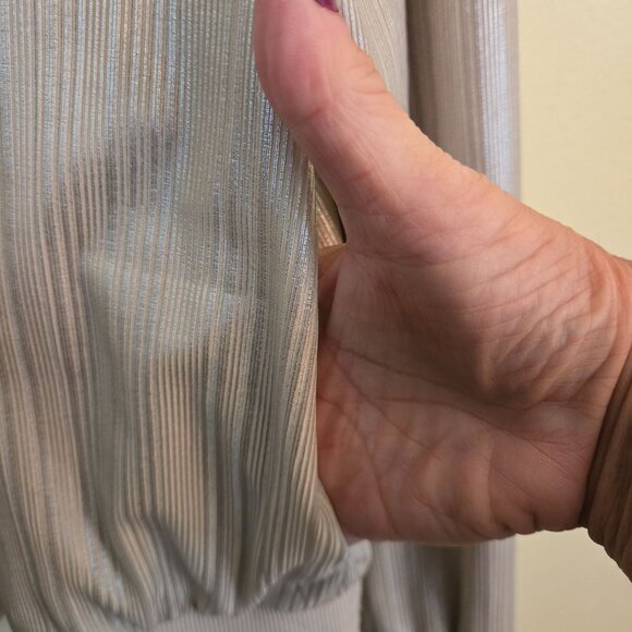 Rue Sophie Metallic Ribbed Bomber Jacket Pockets Full Zip Size XL - Picture 4 of 7